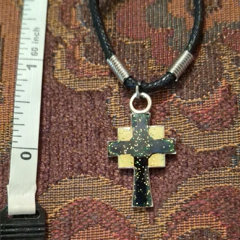Elegant Black and Gold Cross Necklace